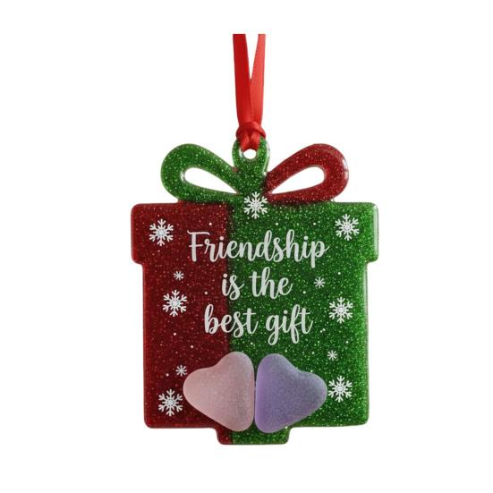 

Friendship Christmas Ornaments Handmade Heart/Bell/Tree Shaped Sea Glass Ornament for Christmas Tree Friendship Keepsake for Best Friends B