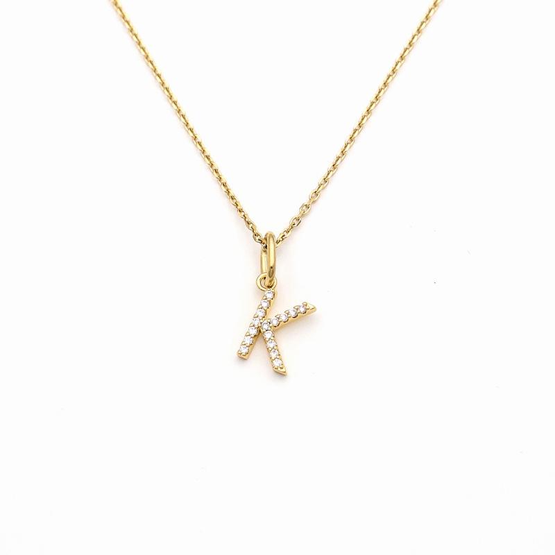 Jewelry Stainless Steel Full Diamond 26 English Letters Pendant Necklace Female Niche High-End Sense Collarbone Chain Does Not Fade