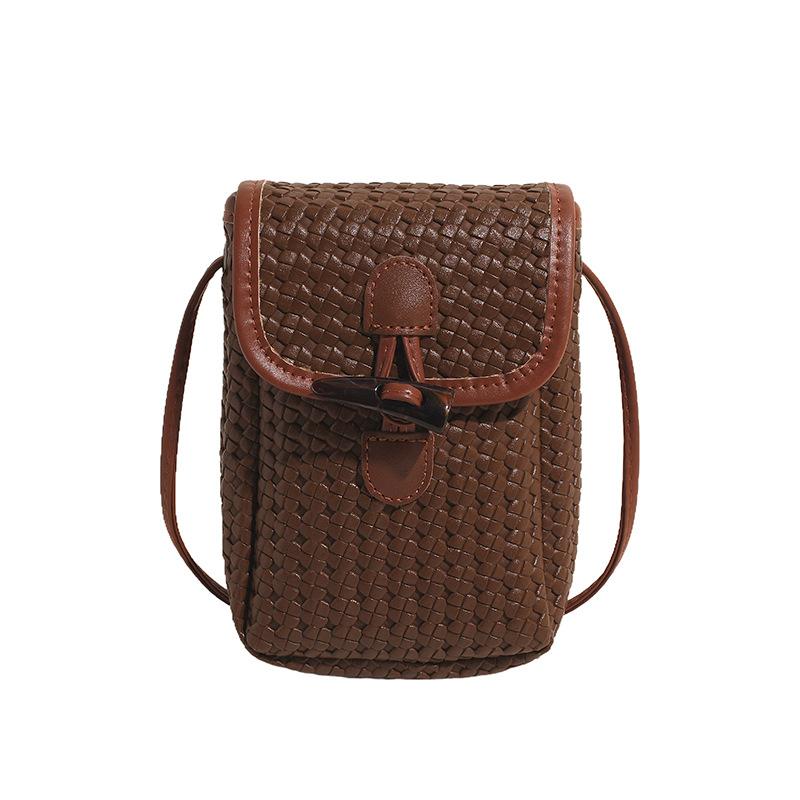 

Новая женская сумка, модная плетеная сумка через плечо. кофейный