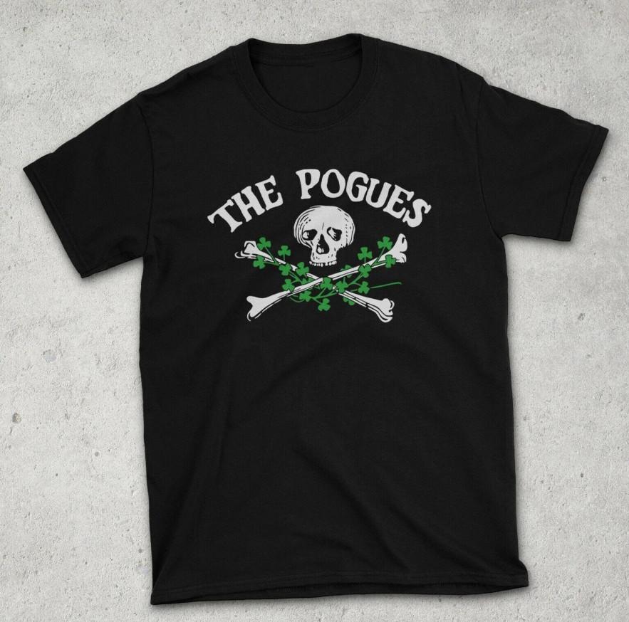 Vtg The Pogues Band Skull Crossbones Shamrocks T-shirt, Size S-4XL