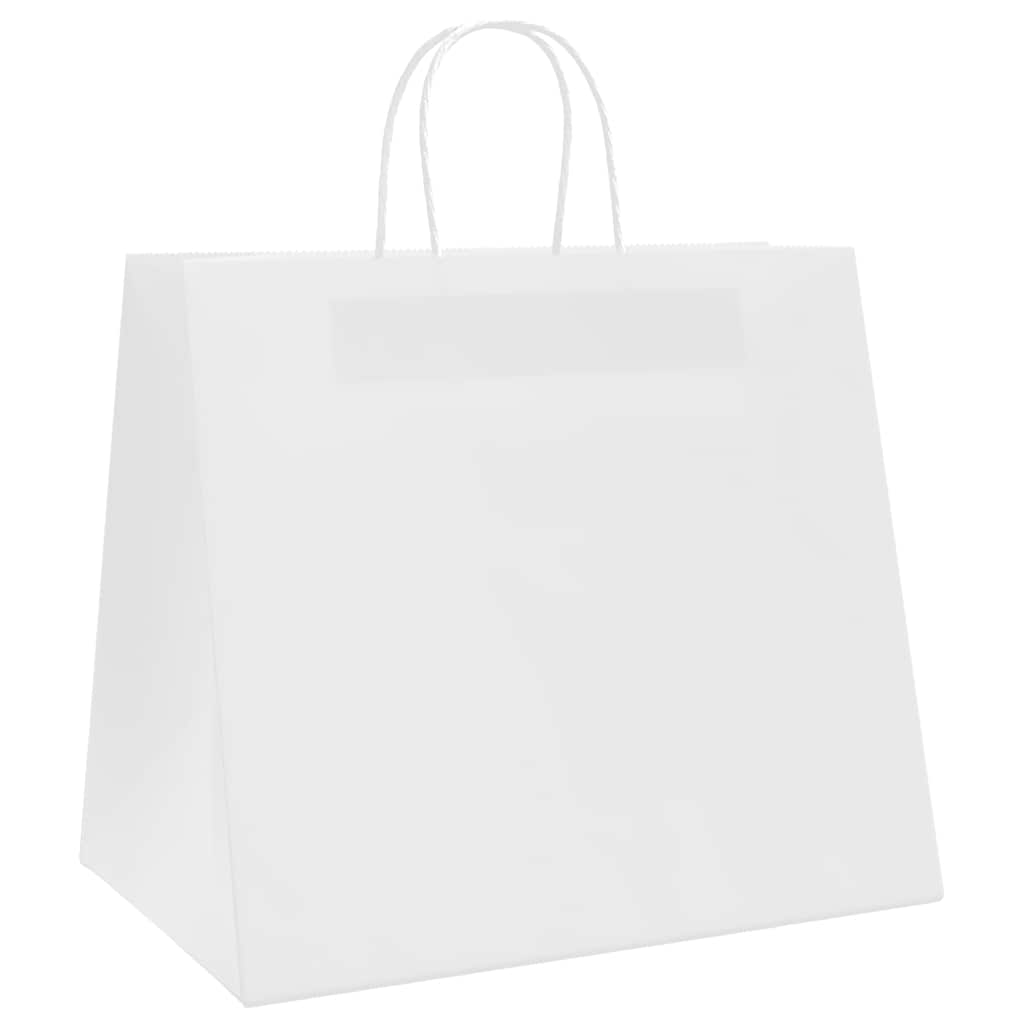 Paper Shopping Bags 250 Pcs with Handles White 32 X 22 X 28 Cm