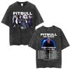 Rapper Pitbull Im Back Tour Merch Vintage Washed T Shirts North America Concert TShirt Unisex Women Fashion Casual Tshirts