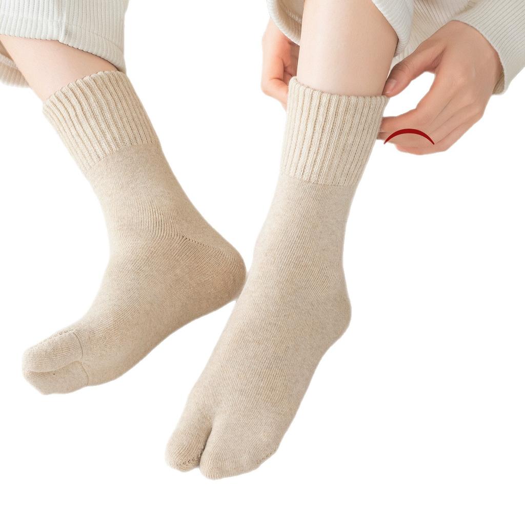 Zwei-Zehen-Socke Kinder Winter und Herbst Gepolstert und Verdickt Warm Extra-dick Zehen-getrennt Zehensocken Winter Lange Socken
