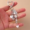Cute Metal Love Heart Key Chain Pearl Key Ring for Women Girl Handbag Pendants DIY Handmade Jewelry Accessories