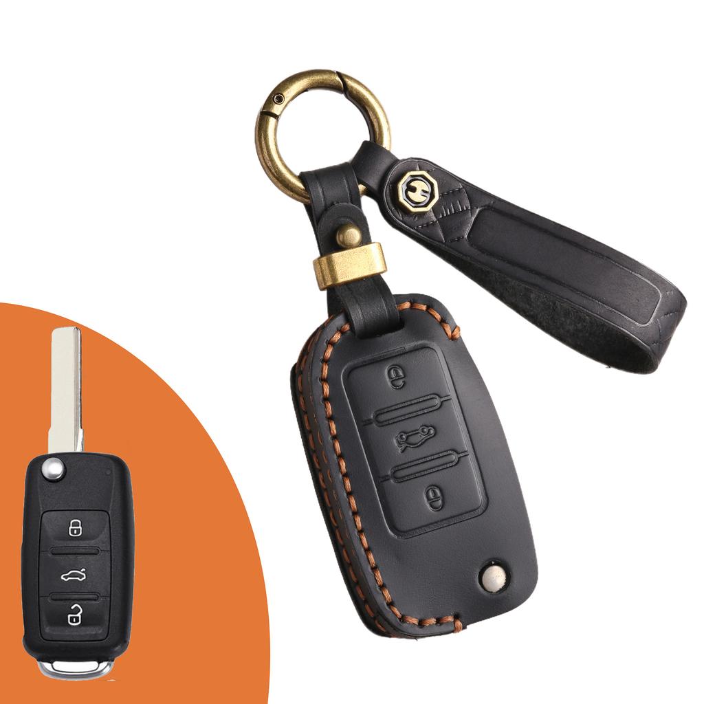 Hot-selling model car key cover is suitable for Volkswagen Maiteng Langyi folding high-end car key bag.