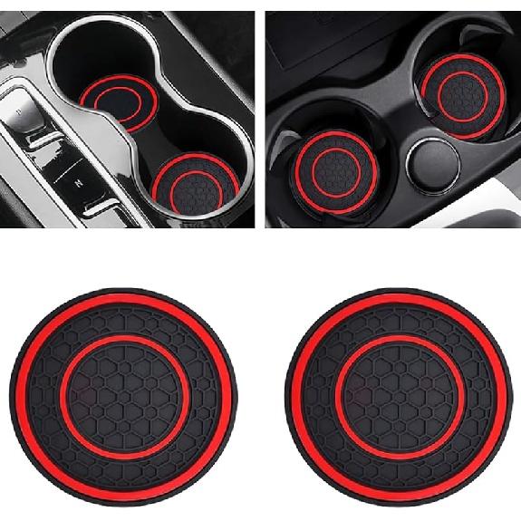 2PCS Car Cup Holder Coasters, 2.75 Inch Auto Non-Slip Anti Dust Cup Mats, Console Cup Holder Insert Coaster Auto Insulated Mats, Universal Interior