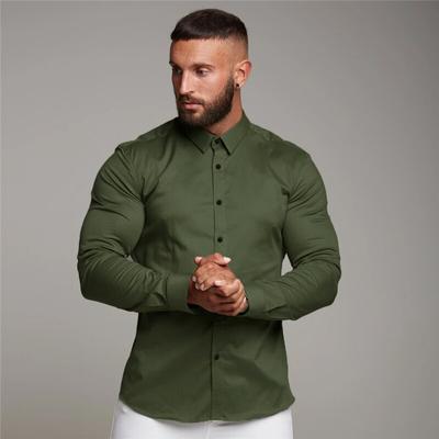 Korean Youth Pop Summer Men's Plain Button Up Shirts Handsome Fashion Long Sleeve Tops Comfortable and Casual