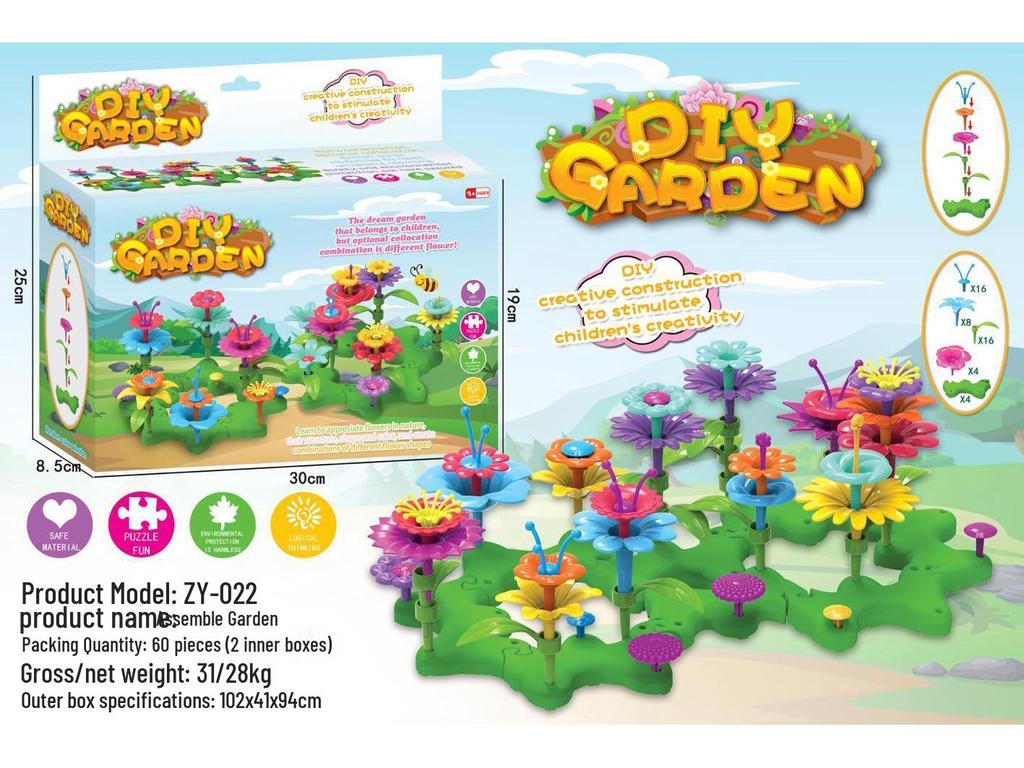 DIY Ever-Changing Flower Puzzle Toys for Kids - New Chinese Style Garden Building Blocks & Handicrafts