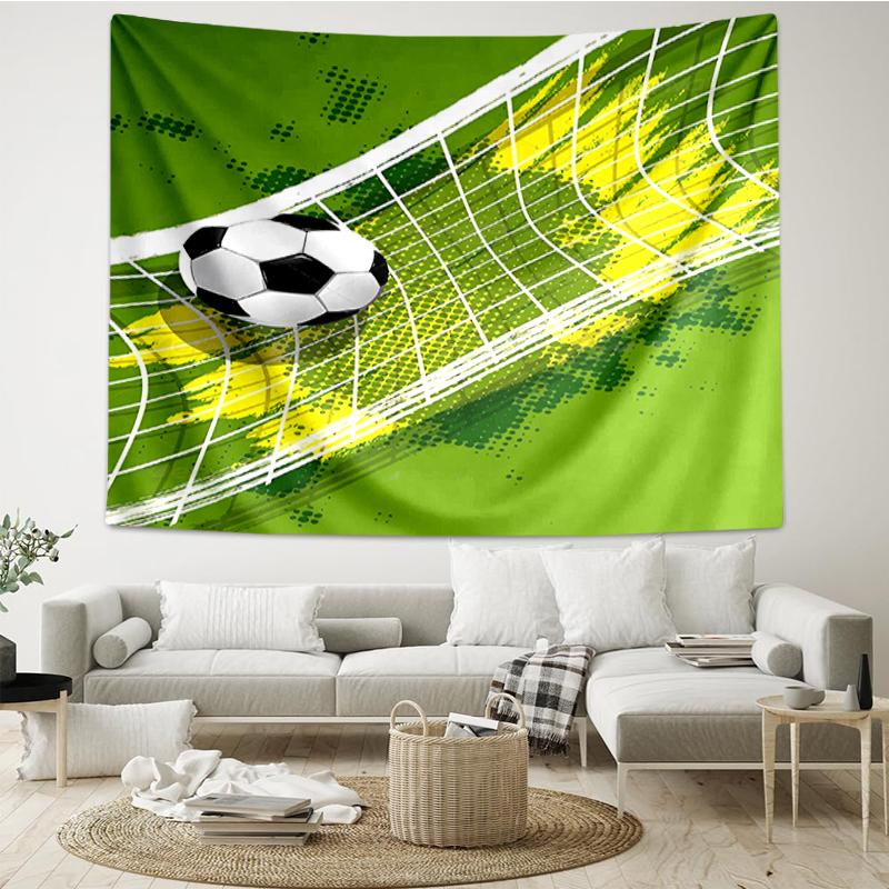 Soccer Print Tapestry, Backdrop, Easy Setup, Ideal for Bedroom, Office & Living Room, with Aesthetic Wall Hanging Decor.