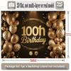 Zwart Gouden 100e Verjaardag Banner, Foto Achtergrond Wanddecoratie voor Feest