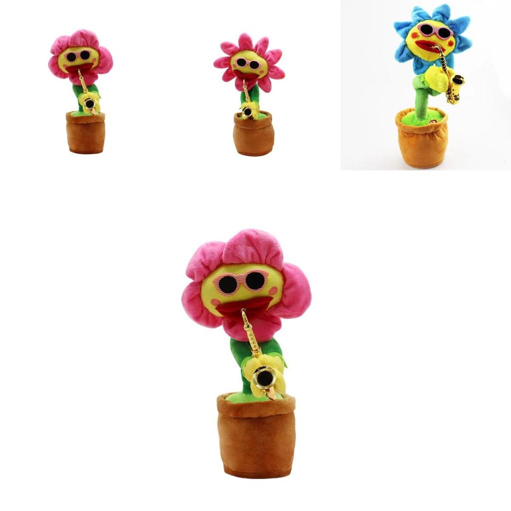 Saxophone Sunflower Plush Toy With Singing And Dancing Functions For Childrens Gift