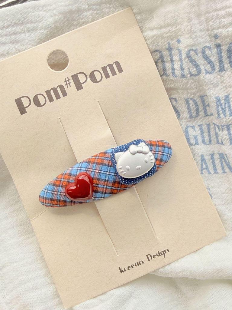 2026 Cute Kitty Plaid Bow Hair Clip for Girly Bangs and Student Style