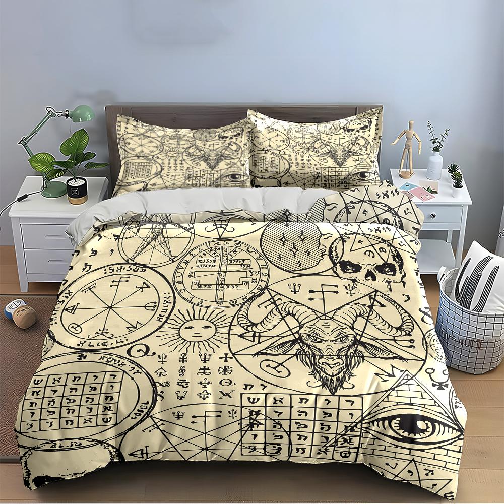 Occult Symbol Pattern Bedding Set Bedding Set (1 Duvet Cover, 2 Pillowcases, Duvet Not Included)