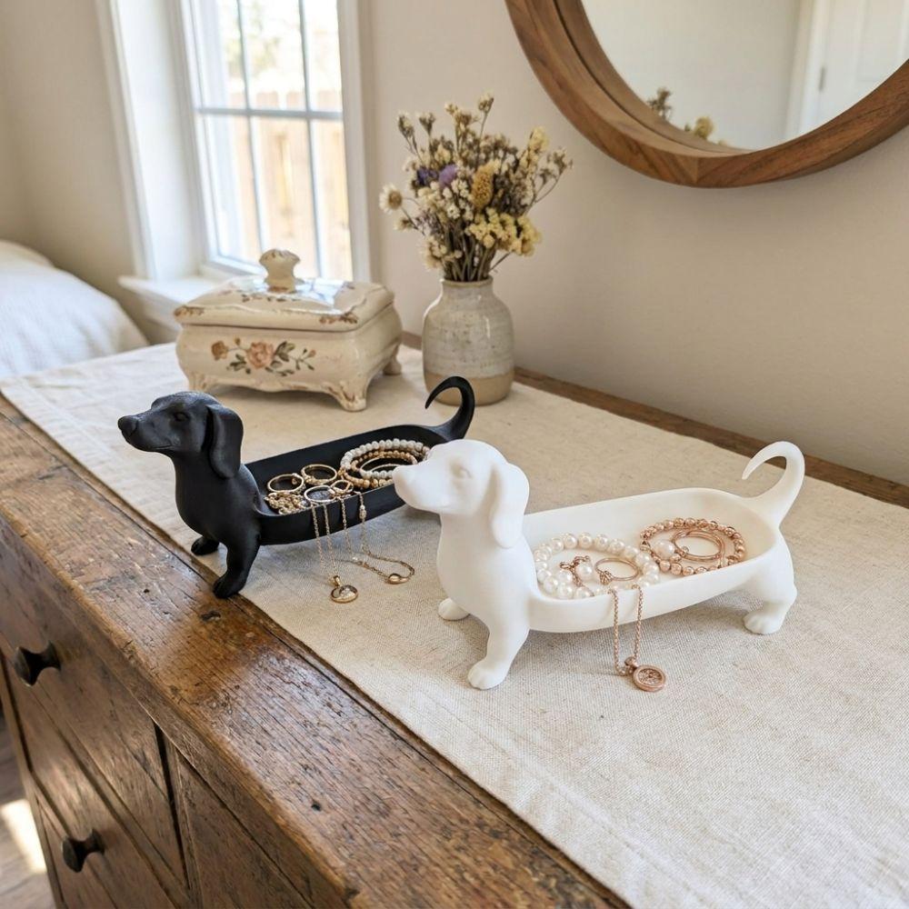 Solid Color Dachshund Storage Tray 3D Printed Sausage Dog Planter Room Aesthetic