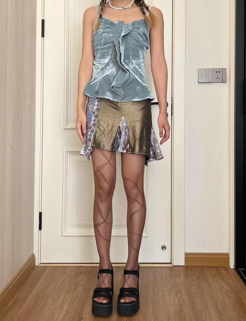 Elegant Ballet-Style Jacquard Stockings: Versatile Ribbon Wrap Pantyhose