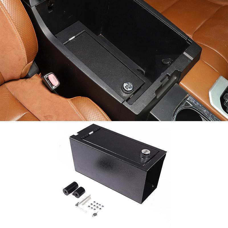 

For Toyota Tundra 2014- Carbon Steel Password Lock Security Safe Box Armrest Storage Privacy Protection Car Accessories Style B