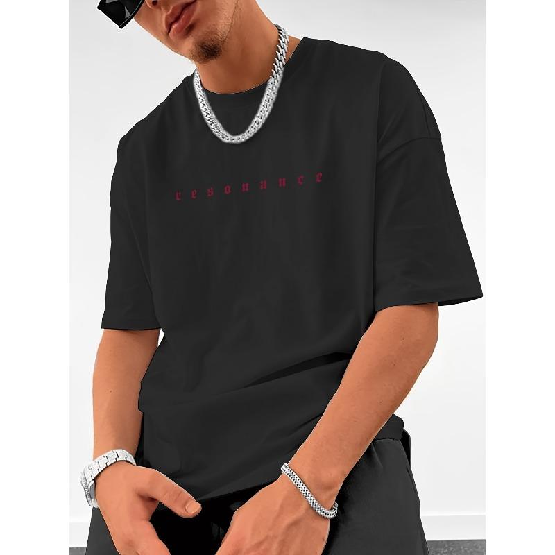 Men's Streetwear Casual Short Sleeve T-Shirt for Summer - Round Neck Regular Fit with Chest Print, Machine Washable Breathable, Layering Basic Tee