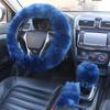 Car Steering Fur Wheel Cover Gear Shift Handbrake Cover with Winter Warm Wool Fashion for Girl Women Ladies