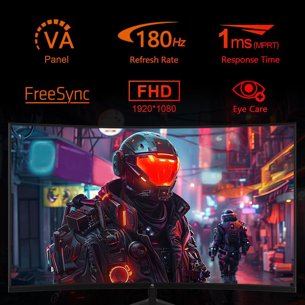Z-EDGE UG24 Böjd Spelskärm - FHD 1920x1080 - 24 Tum - 180Hz - MPRT 1ms - 300cd/m² - HDMI 2.1 & DisplayPort 1.4 - Svart
