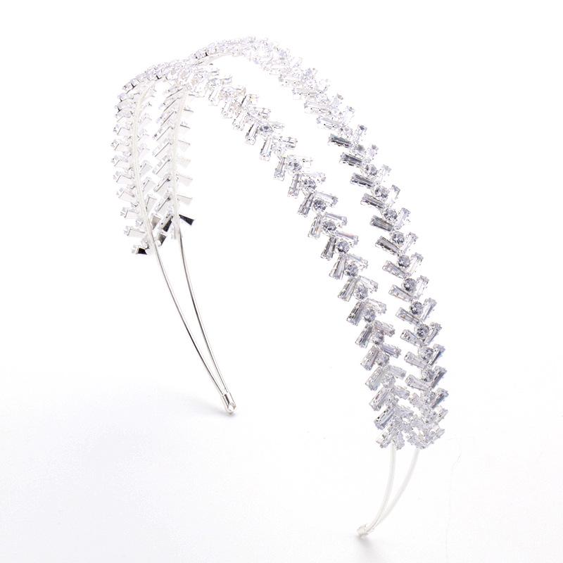 Double Row Cubic Zirconia Silver Hairband - Elegant Accessory for Daily Wear, Travel, or Weddings.