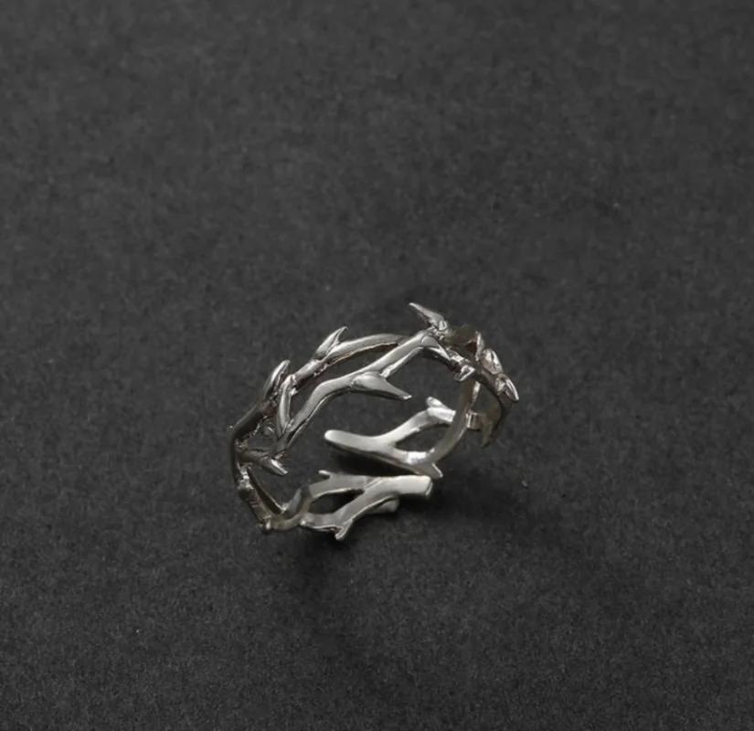 Fashion Goth Double Layer Rose Couple Rings for Men Women Retro Opening Stainless Steel Thorns Punk Finger Ring Jewelry Y2k Gift