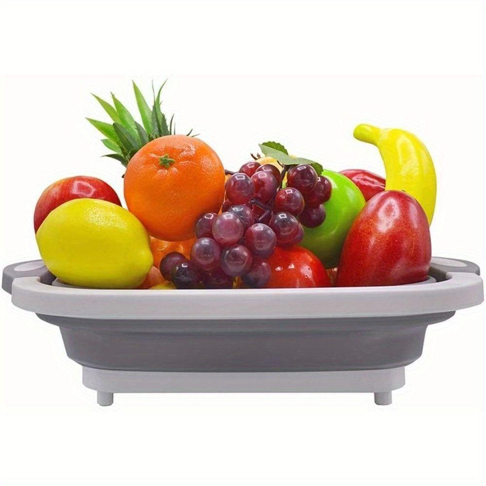 3 In 1 Folding Cutting Board Anti-slip Kitchen Chopping Block Collapsible Vegetable Basin  Picnic