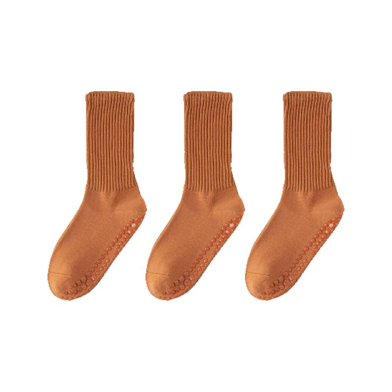 3 Pairs Women's Yoga Socks Mid Calf Non-slip Pilates Socks For Women Solid Color Breathable Fitness Dance Gym Training Socks