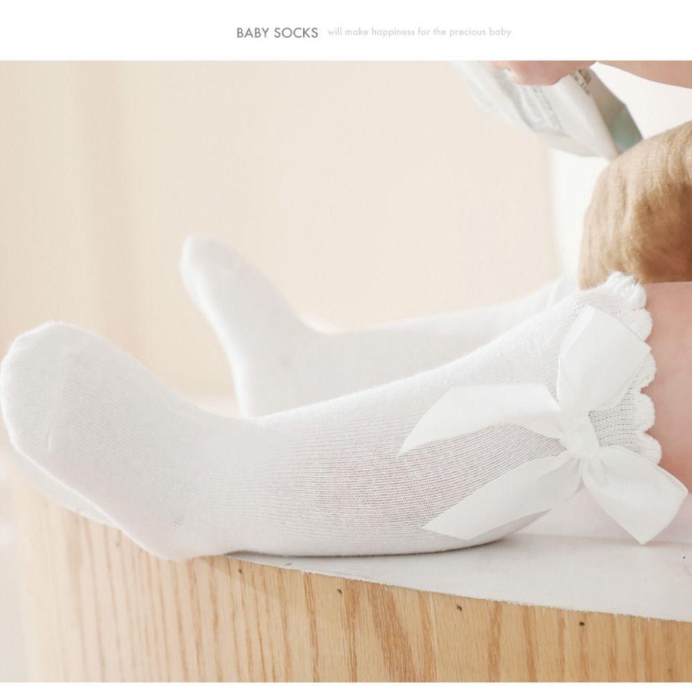 2Pairs Cotton Bow Socks Jacquard Long Socks Soft Princess Socks  Girls Students Baby