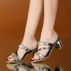 Heeled Rhenstone Shoes for Women Outside Sandals Cheap Liquidation Slides On Promotion Summer 2025 Low Price Woman Slippers Sale