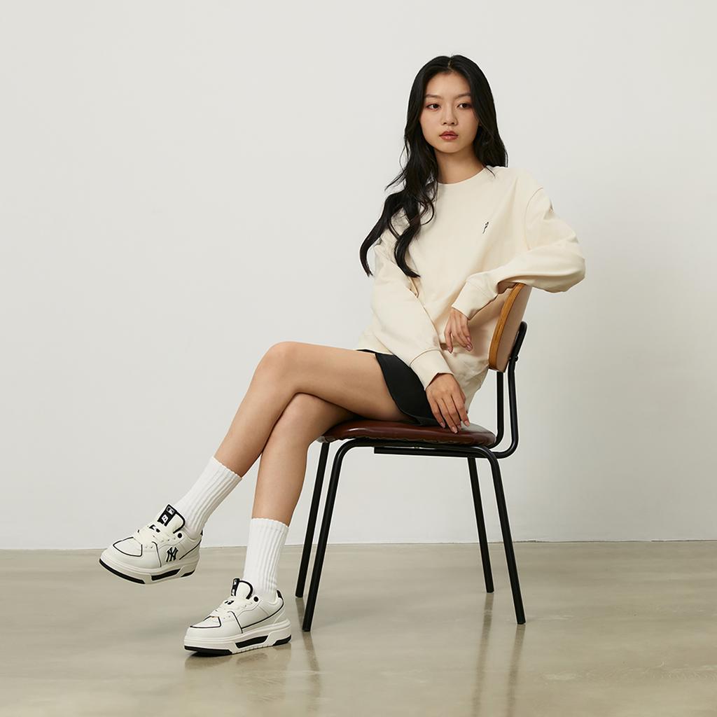 New MLB Chunky Liner Low Top Skateboard Shoes Unisex Ecru 3ASXCBS4N-50WHS