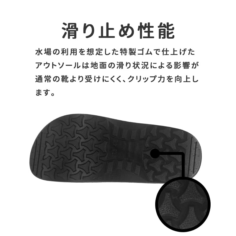 Kintarila Chef Shoes, Black, Kitchen Clogs, Non-Slip, Waterproof, PVC Resin, for Men and Women, S076 (Black, 40cm, 25.0cm)