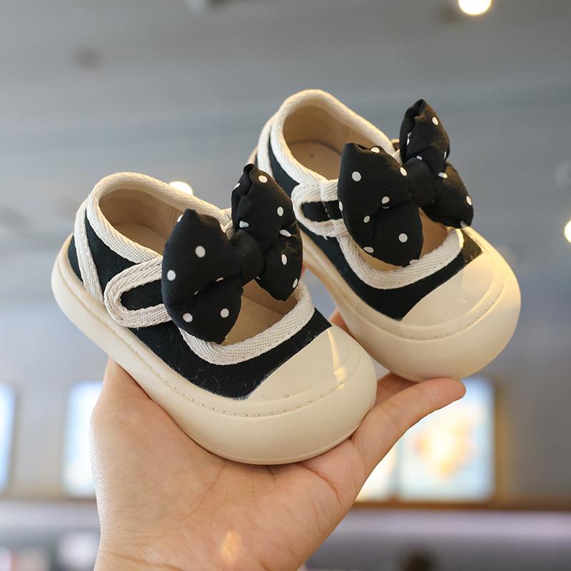 

Детские туфельки принцессы мягкая подошва летние парусиновые туфли для девочек годовалый ребенок обувь для малышей бант туфли для девочек 25 чёрный