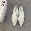 Fashion Flat Shoes for Women 2025 Spring and Autumn French New Sexy Mesh and Rhinestone Hollow Low Heel Shallow Mouth Women's Shoes