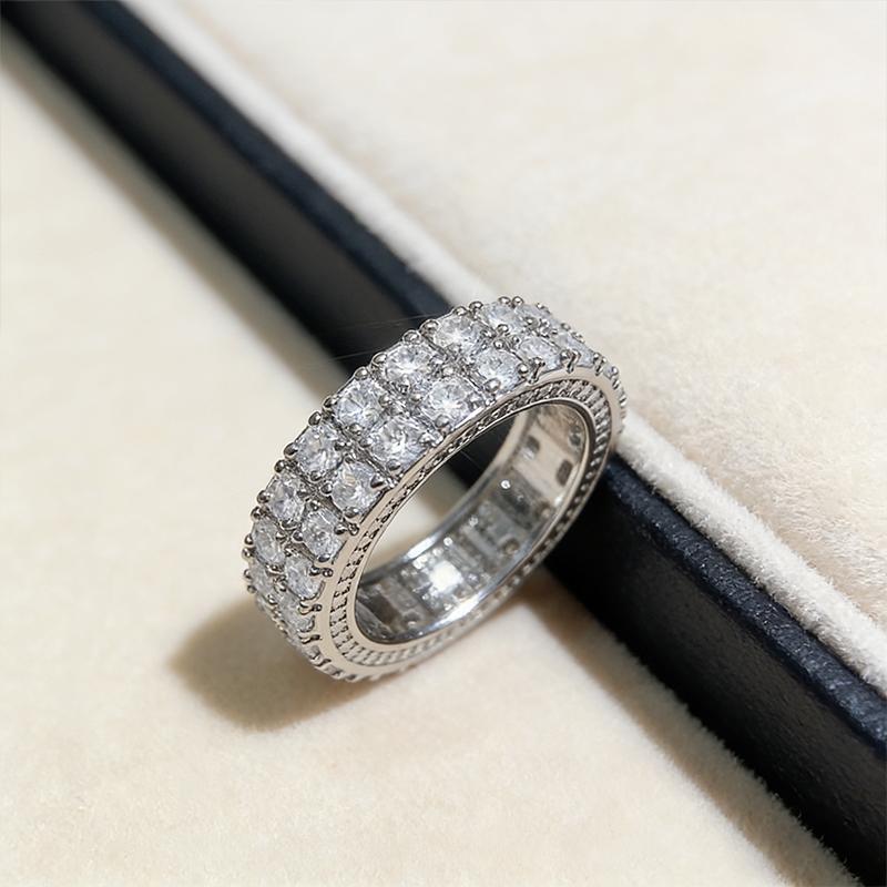 European and American fashion light luxury full zircon street domineering punk hip-hop ring, unisex temperament exquisite ring