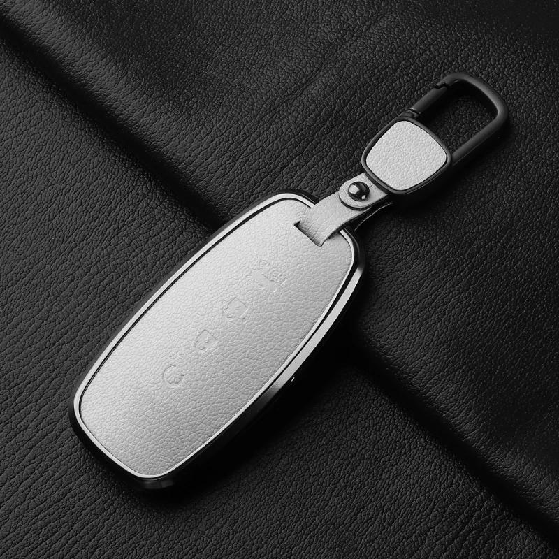 yxkpz10 4 Button Aluminum Alloy Goatskin Car Key Case Cover For Nissan X-trail T33 Qashqai J12 Teana 2022 2023 Car keychain Accessories