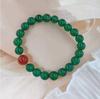 Natural Green Agate Bracelet with Red Luck Beads and High Ice Green Chalcedony