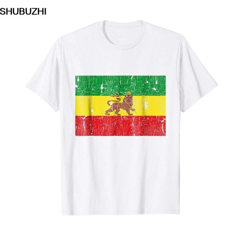 Ethiopian Flag Rasta Reggae Roots Clothing New Summer Style Printed Cotton O Neck Short Sleeve Fit ShortSleeve T Shirt