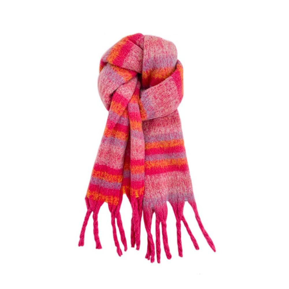 Barevně sladěné zimní kašmírové šály s třásněmi, dlouhá šála, klasický pruhovaný vlněný šátek, podzim zima