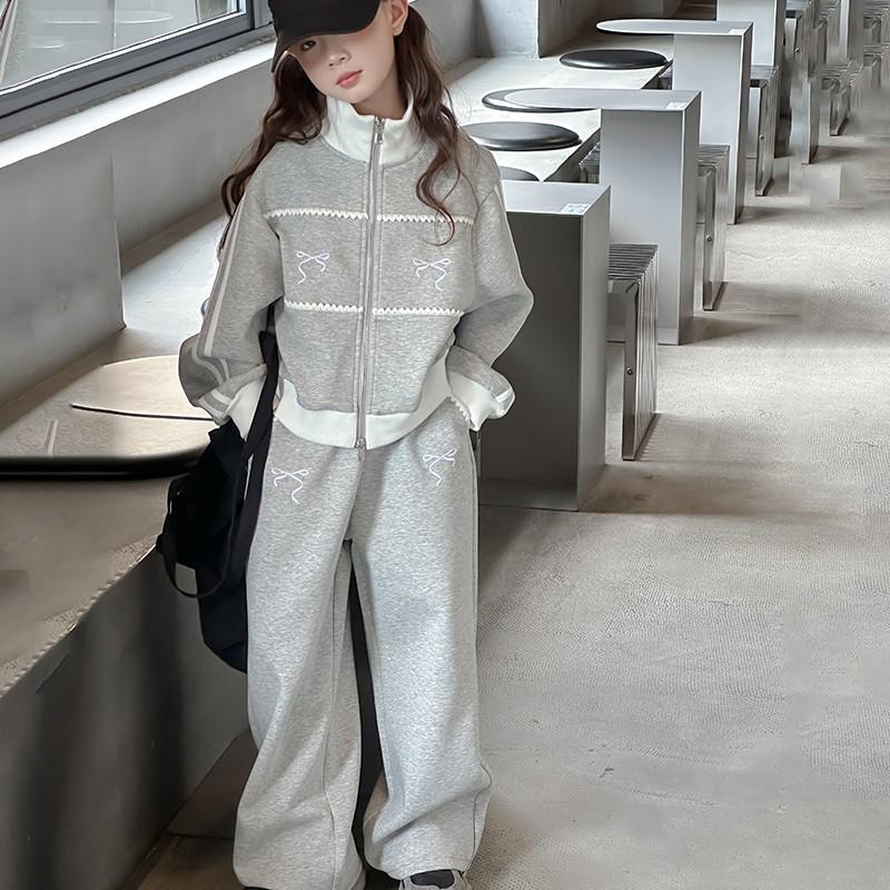 Kinderkleidungssets Mädchen Sportanzüge Frühling Herbst Jacke Hose Outdoor Lässiger Stil Trainingsanzug 2-teiliges Set für Teenager 5-14 Jahre