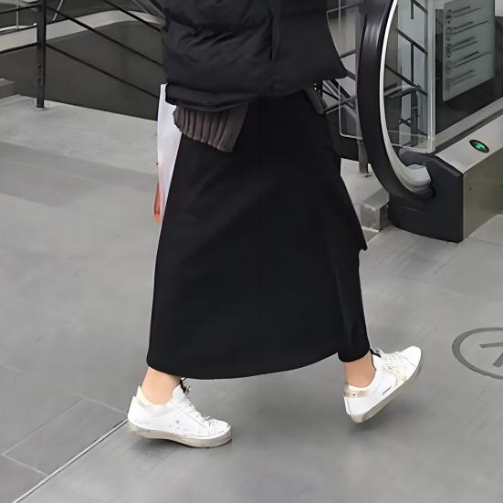 Winter Skirt Leggings Irregular Fake Two-Piece Design Velvet Lined Women Culottes High-waisted Stretchy Culottes