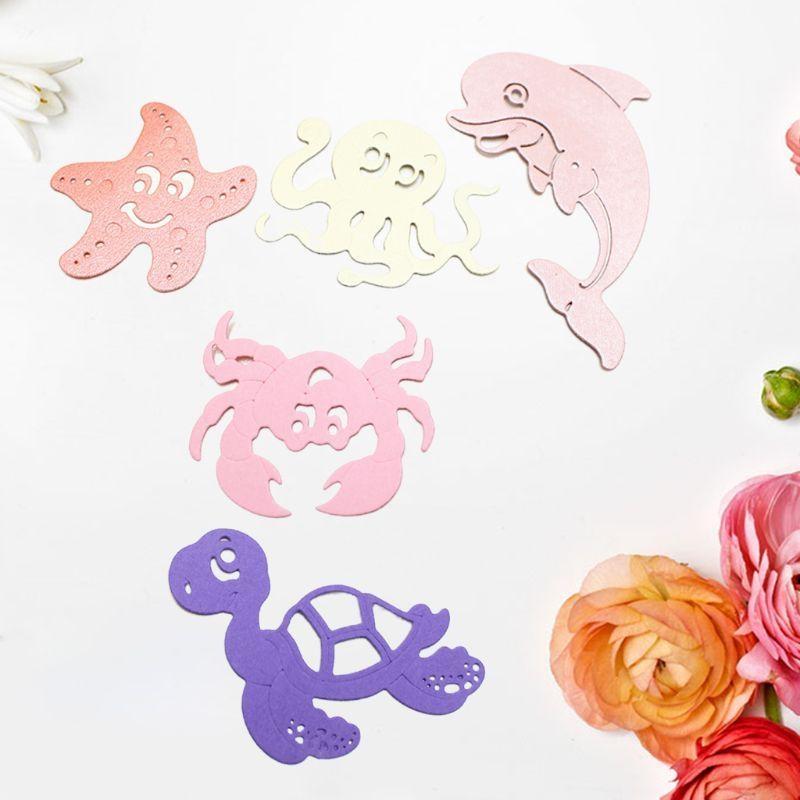 5 Pcs Handicrafts DIY Marine Life Cutting Dies Metal Cutting Stencils for Scrapbooking Album Stamp Paper Card Embossing