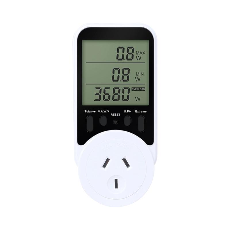 Voltages Current Power Monitor With LCD Display 16A 3680W Plug-in Socket Power Meter with Overloads Protections For Home