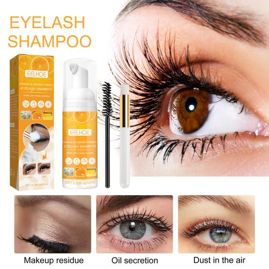 

1 комплект, 60 мл, эффективный питательный, нежный пенящийся очищающий крем для век, шампунь для наращивания ресниц для девочек