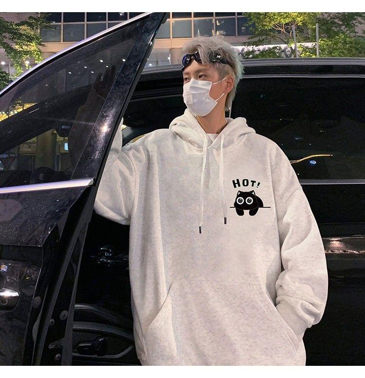 Men's Trendy High Street Hoodie: New 2025 Autumn/Winter Velvet Loose Fit Teen Jacket