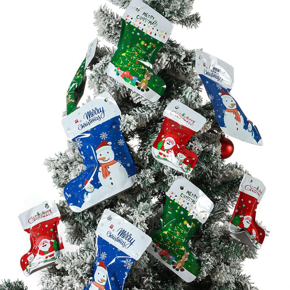 Santa Claus Candy Cookies Packaging Stockings Standing Pouch Gift Wrapping Christmas Socks Bags