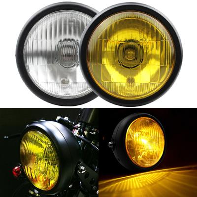Acessórios Modificados para Motocicleta Faróis Cg125 Faróis Retro Modificados Gn125 Faróis Redondos com Carcaça Preta Retro