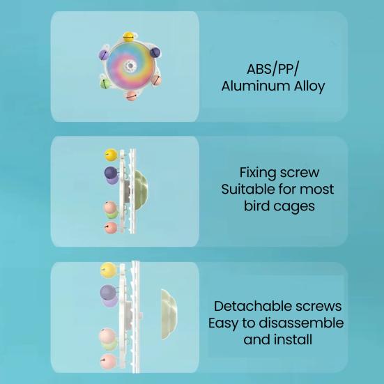 Parrots Spinner Rattle Parakeets Interactive Colorful Toy Wheel Budgerigar Nibble Toy with Rotating Function Birdcage Toy