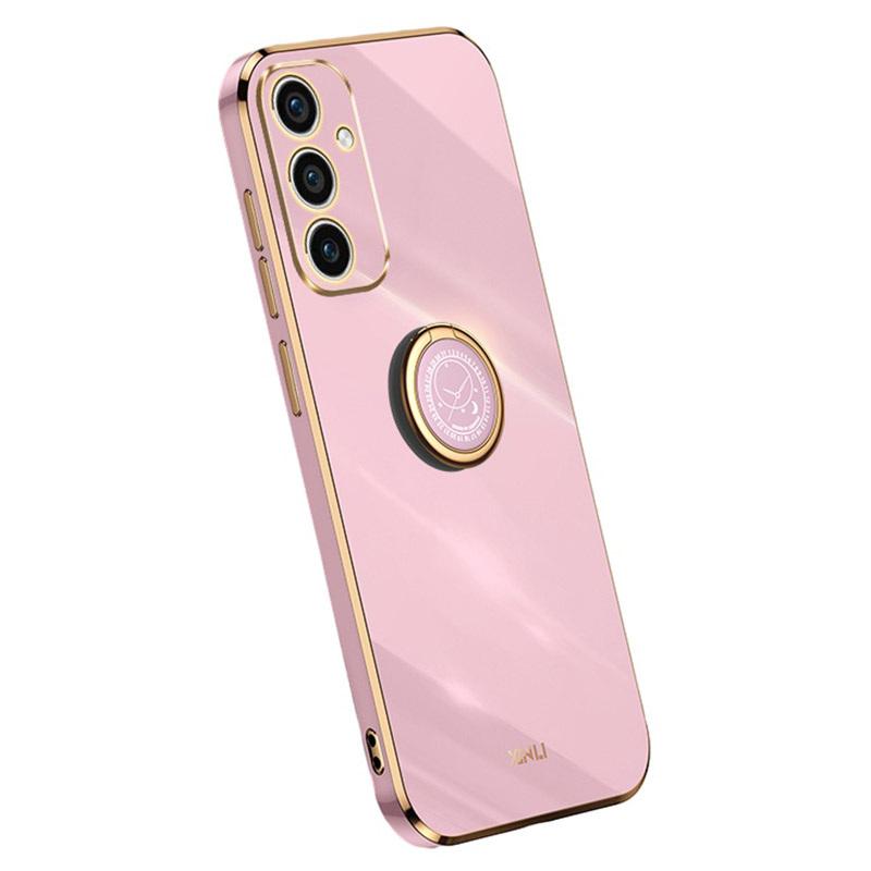 XINLI Pour Samsung Galaxy A55 5G Coque de Téléphone Portable Bord Doré Électroplaqué Coque avec Béquille