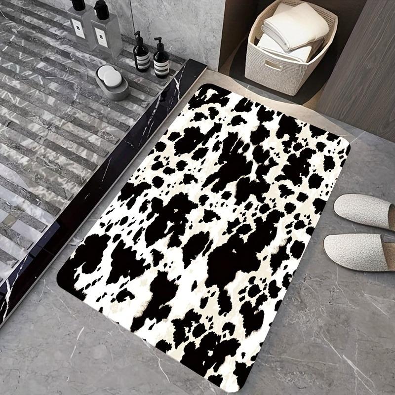 Teppich mit Kuhmuster, schwarz-weiße Bodenmatte, rutschfester Flächenteppich, maschinenwaschbarer Teppich für Badezimmer, Küche, Außen- und Innendekoration