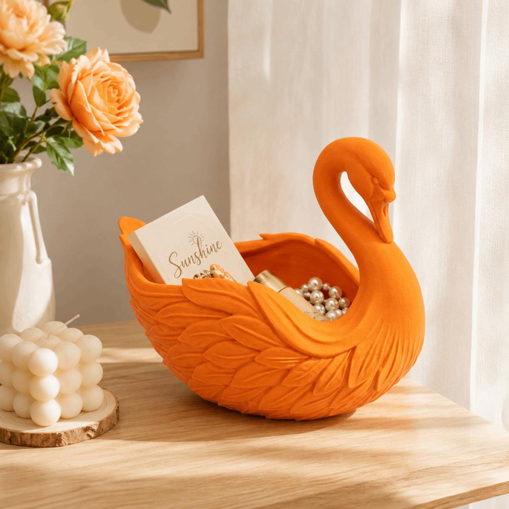 Handmade Swan Shaped Storage Tray Elegant Swan Organizer Centerpiece Key Wallet Holder Desktop Use